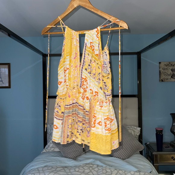 NEW NWT Rachel Roy Free People Bellini Patchwork Tank Open V Tie Accent XS - Picture 5 of 7